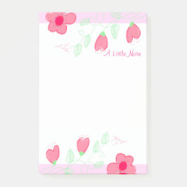 Blommar Heart Mönster med Rosa Post-it Block