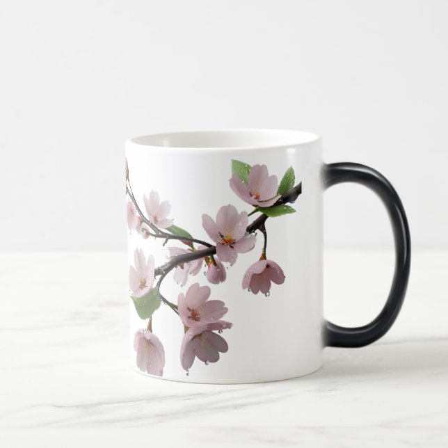 Blommar i Blommarna Rain - Elegant Cherry Magisk Mugg (Höger)