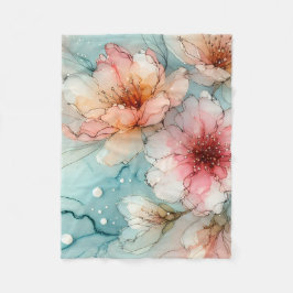 Blommar i Bloom: En Abstrakt Alcohol Bläck-design Fleecefilt