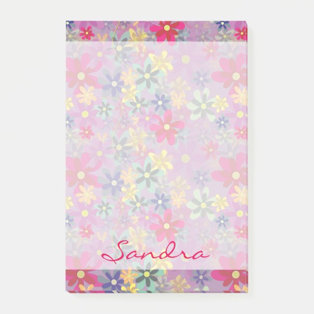 Blommar i Bloom (Sömlösa Mönster) Post-it Block (Framsida)