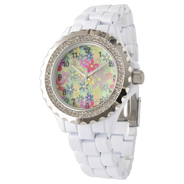 Blommar i Bloom Watch (med siffror) Armbandsur (Vinklad)