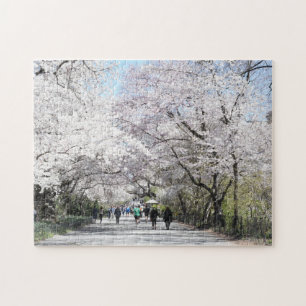 Blommar i centrala parken Vår Cherry New York NYC Pussel