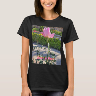 Blommar i frid Rosa Ros Blommig Dam T-Shirt