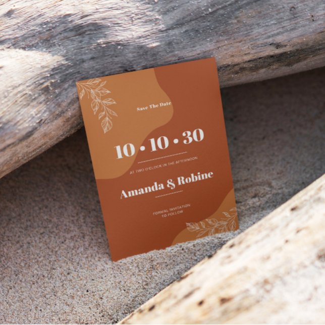 Blommar i Kärlek: Enkel Abstrakt Löv Spara Datumet (Skapare uppladdad)