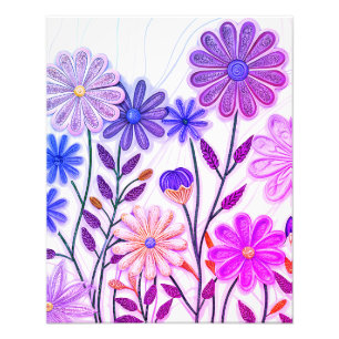 Blommar i papper och tråd: 3D quillade vildblommor Fototryck