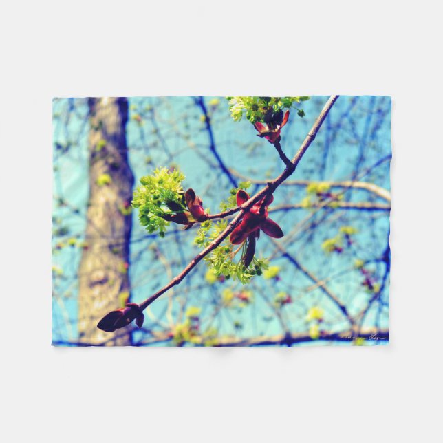 blommar i vår kan prova träd med stiliserad stil fleecefilt (Framsidan (Horisontell))