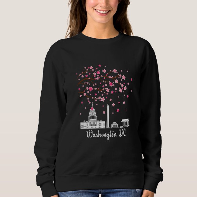Blommar i Washington Dc Cherry Monuments Manar Kvi T Shirt (Framsida)
