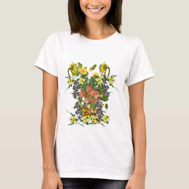 Blommar Illustrationer T Shirt (Framsida)