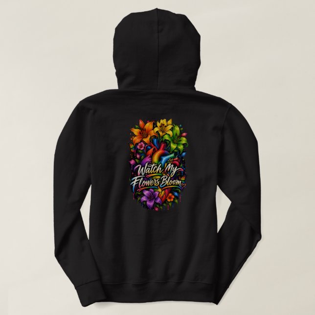 "Blommar Inifrån" Anatomisk Regnbågehjärta Hoodie (Design baksida)