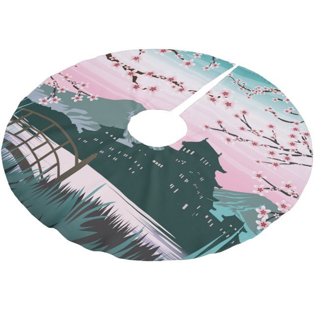 Blommar Julgransmatta Borstad Polyester (Vinklad)