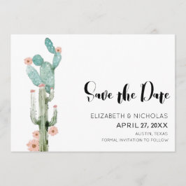 Blommar Kärlek - Cactus Photo Save Date (fotospard Spara Datumet