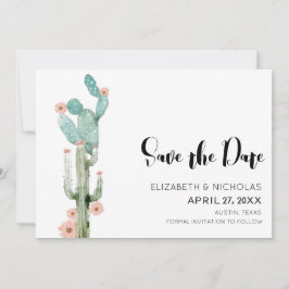 Blommar Kärlek - Cactus Photo Save Date (fotospard Spara Datumet