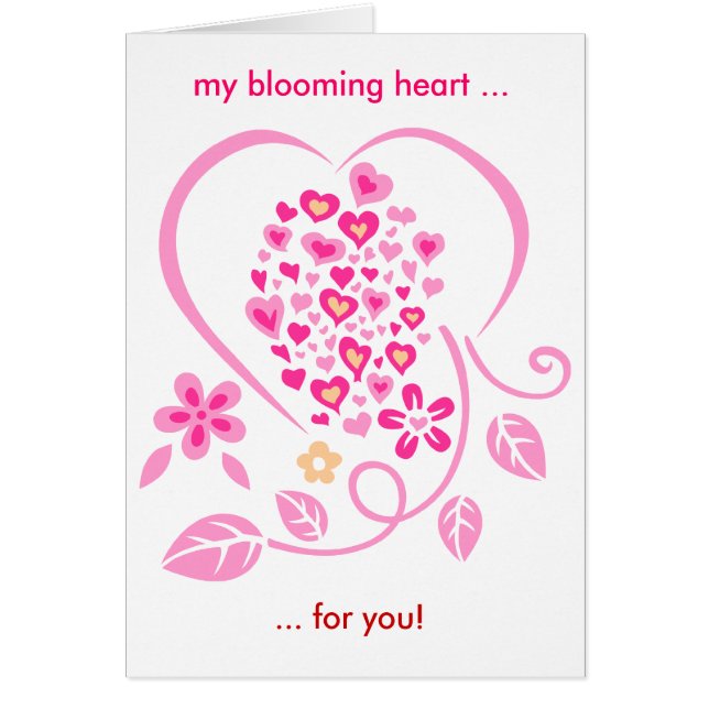 blommar kärlek hjärta3, mitt blomnande hjärta ..., hälsningskort (Framsidan)