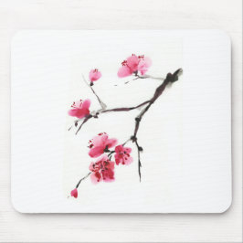 Blommar körsbär. Vår. Bläck och pensel. Musmatta