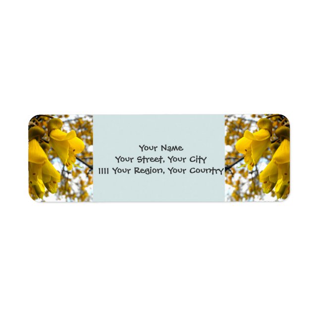 Blommar Kowhai Träd Returadress Etikett (Framsidan)