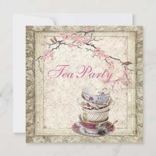 Blommar Land Möhippa Tea Party-inbjudan Inbjudningar