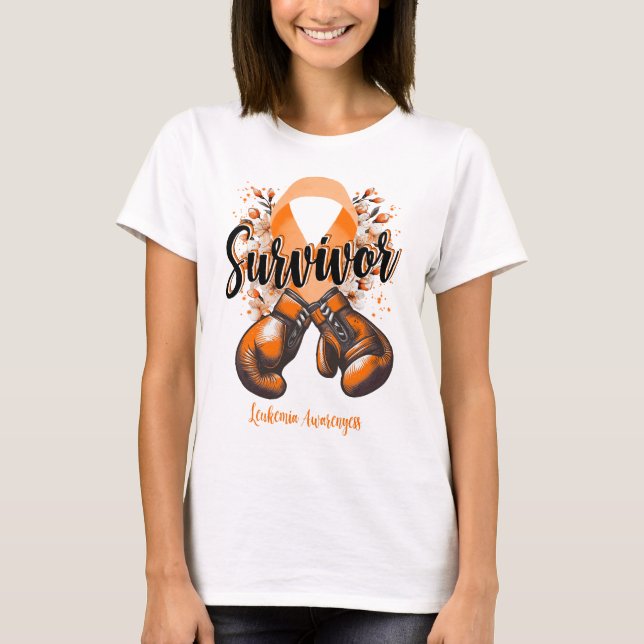 Blommar Leukemia Warrior Survivor T Shirt (Framsida)