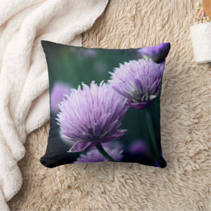 Blommar Lila Scallion Onion Close up Kudde