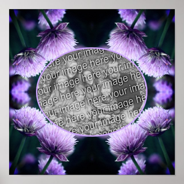 Blommar Lila Scallion Ram Lägg till ditt eget foto Poster (Framsidan)