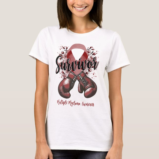 Blommar Många Myeloma Warrior Survivor T Shirt (Framsida)