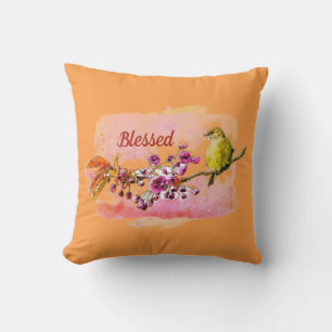 Blommar med bläck körsbärsmodell och Finch Lumbar Kudde