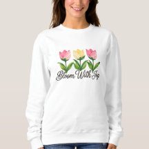 Blommar med glädje rosa tulpan floral sweatshirt