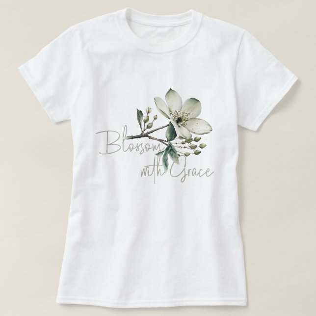 Blommar med grace inspirerande blommor t shirt (Design framsida)