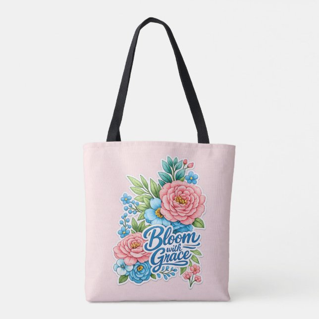 🌸👜 ”Blommar med grace” shoppingväska Tygkasse (Baksida)