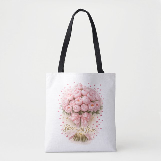 Blommar Med Kärlek Blommig Romantisk Tote Tygkasse (Framsida)