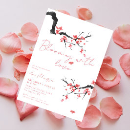 Blommar med kärlek Rosa körsbärsblom Baby Shower Inbjudningar