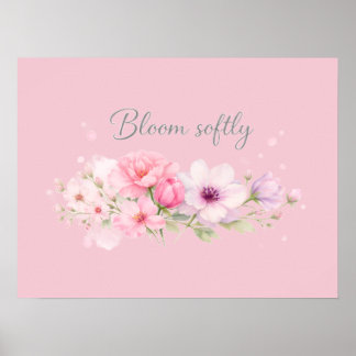 Blommar Mjukt – Pastell Färgade Vattenfärg Blommor Poster