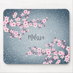 Blommar Monogram för körsbärssystemet i Glitter Musmatta