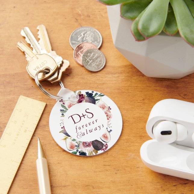 Blommar | Monogram för Moody Blommigt Nyckelring (Skrivbord)