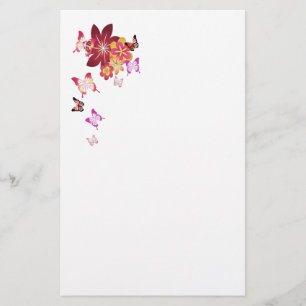 Blommar n-fjärilar brevpapper
