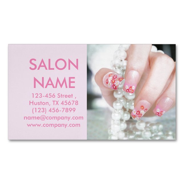 blommar nagel mode skönhet SPA nagelsalong Magnetiska Visitkort (Framsida)