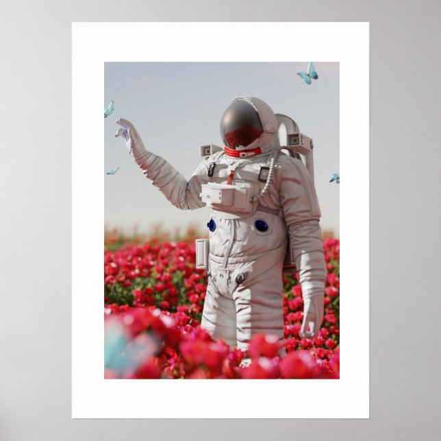 Blommar och astronaut poster (Framsidan)