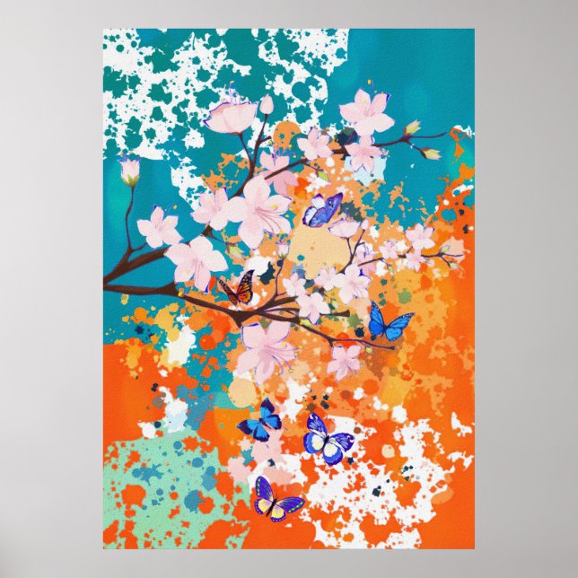 Blommar och fjärilar av fjäril Älskare Poster (Framsidan)
