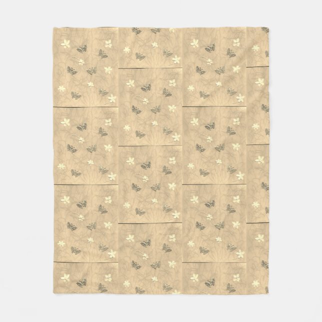 Blommar och fjärilar fleecefilt (Framsidan)