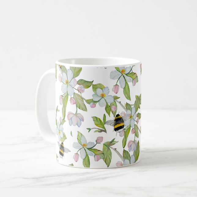 blommar och humlor i vår kaffemugg (Framsida vänster)