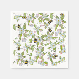 blommar och humlor i vår pappersservett