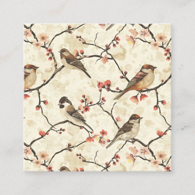 Blommar och Sång Fyrkantigt Visitkort (Framsida)