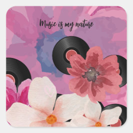 Blommar och vinyl fyrkantigt klistermärke