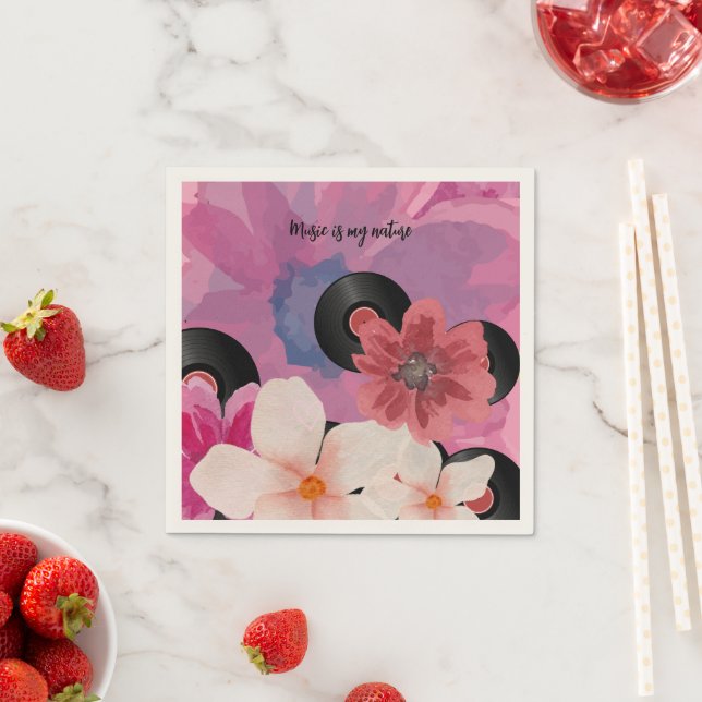 Blommar och vinyl pappersservett (Insitu)