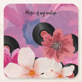 Blommar och vinyl underlägg papper kvadrat