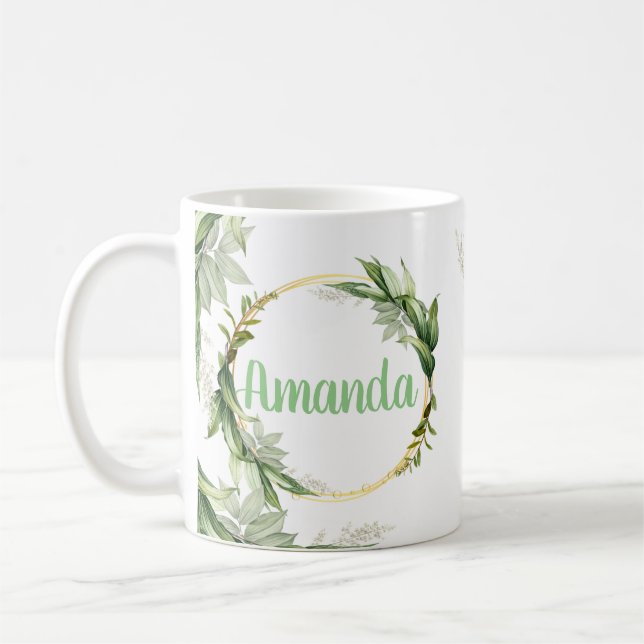 Blommar Olive Träd Grenar Kaffemugg (Vänster)