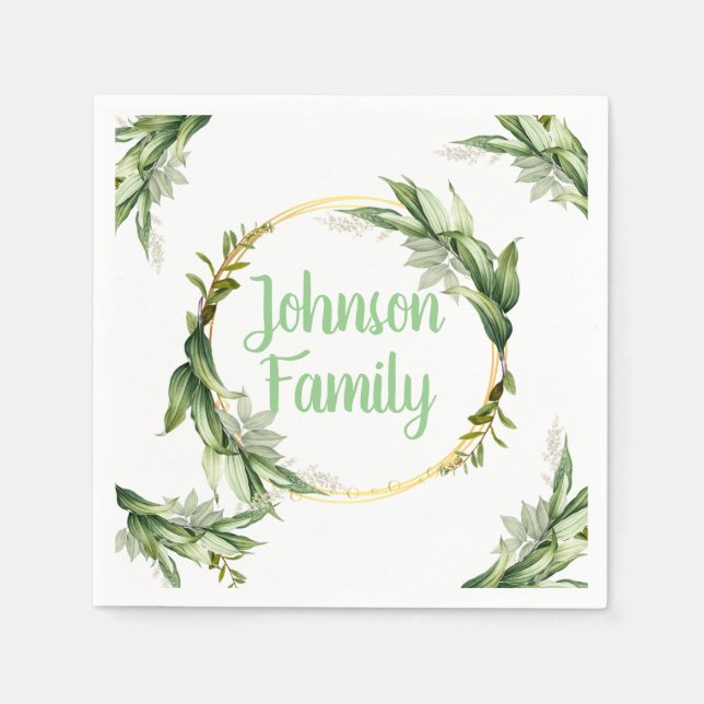 Blommar Olive Träd Grenar Pappersservett (Framsidan)