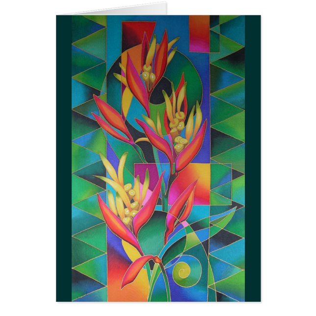 "BLOMMAR ÖN ~ HELICONIA ", HÄLSNINGSKORT (Framsidan)