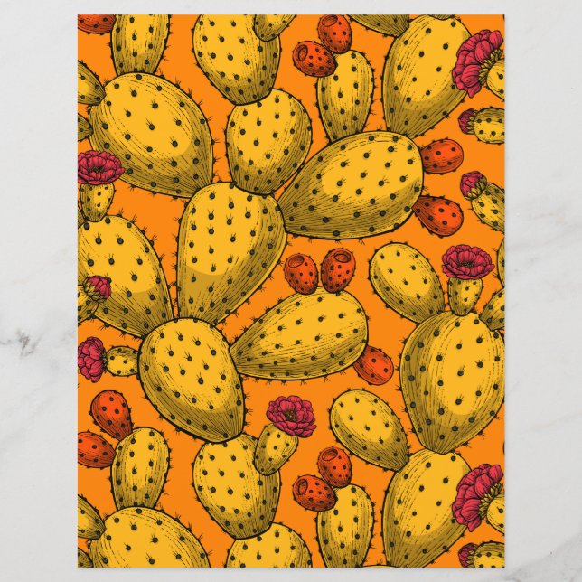 Blommar opuntia i gult (Framsida)