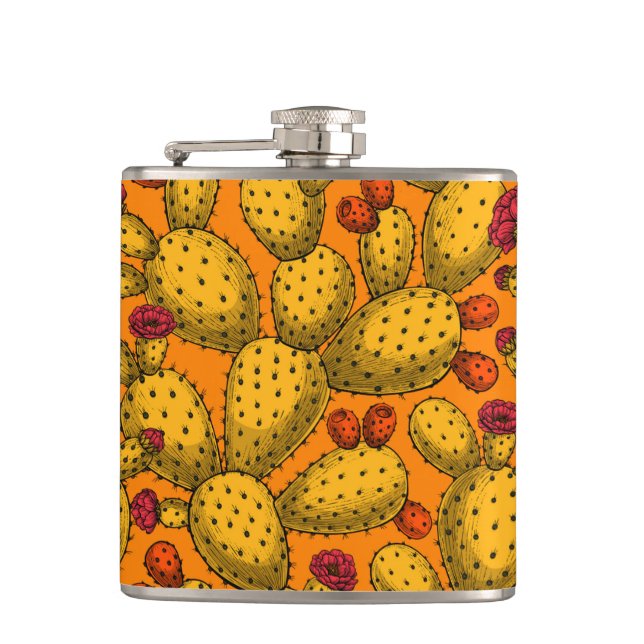 Blommar opuntia i gult fickplunta (Framsidan)