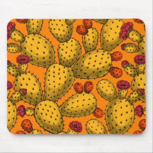 Blommar opuntia i gult musmatta